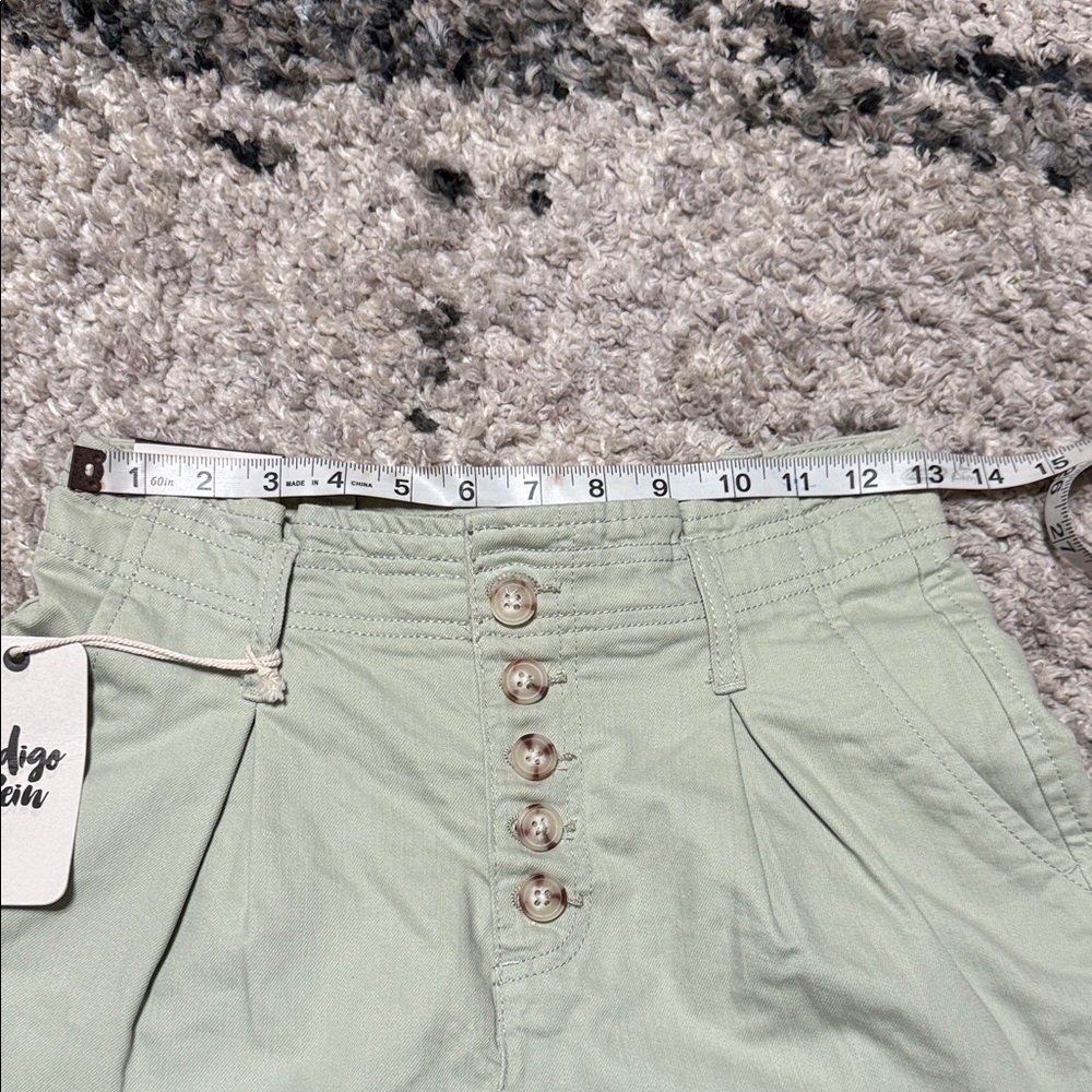 SHORTS of Indigo Rein Women's Light Green and High Waist Shorts - Picture 4 of 10